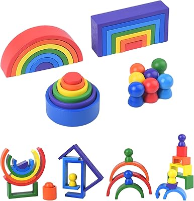 Wooden rainbow wooden toy 27 pieces of educational sorting construction blocks for learning.. Discover unbeatable variety on DIAYTAR Nigeria — shop today, delivered this week.