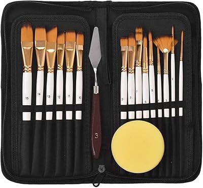 Set of black art paint brushes 15 pieces, set of professional nylon hair paint brushes and knife sponge for acrylic paint drawing in watercolor oil.. Enjoy a hassle-free shopping experience with DIAYTAR Nigeria, where products are categorized for your convenience and delivery is always on time.