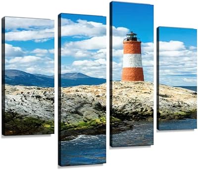 Printing on wall canvas The Enfreators in the Beagle flagship canal of Ushuaia, abstract digital printing, framed art images for the house, the bedroom and the office, ready to hang - 4 panels.. DIAYTAR NIGERIA delivers affordability and convenience with every purchase, shipped within the week.
