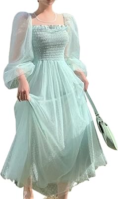 Kinoft dress with suspenders, Sweet summer dress in Korean style in elegant mesh for women, long beach dress, party, vacation (color: green, size: m).. Shopping has never been easier — DIAYTAR Nigeria delivers it all in 5–8 days.