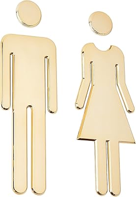 Sticker toilet panels for women and men, bathroom door panels for the house, hotel, office, store, parking, restaurant (gold).. From tech to toiletries, DIAYTAR Nigeria delivers without delay.
