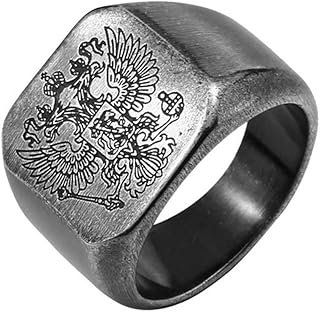 Classic stainless steel ring with double Russian eagle for men, highly polished square design.. Shop across boundaries with DIAYTAR NIGERIA's comprehensive catalog delivered nationwide at budget rates.