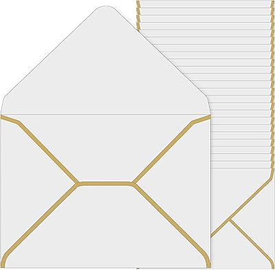 Set of 50 invitation envelopes 5 x 7, Postcards Seusi A7 self -adhesive with golden edges for wedding congratulations, gift cards, diploma and birthday celebration (white).. Shop smarter with DIAYTAR NIGERIA's vast product range and budget-friendly delivery within the week.