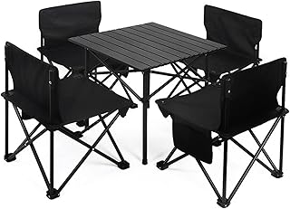 Chair set and zuking outdoor folding table, 5 -piece folding table and square chairs, table and dress -resistant patio table and patio chairs for patio, porch, porch.. DIAYTAR NIGERIA: Where shopping dreams come true with budget-friendly prices and nationwide shipping.