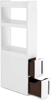 Songmix Storage Storage with narrow door on casters with 3 compartments 2 drawers for kitchen furniture bathroom 17 cm wide UKFR06WT.. DIAYTAR NIGERIA: Bringing quality products to every Nigerian with affordable nationwide delivery.