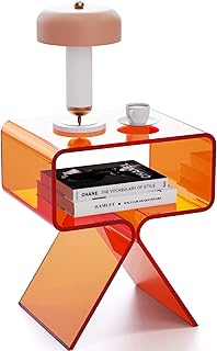 Modern overtaking table in transparent acrylic for the decoration of the living room (orange).. Shop across boundaries with DIAYTAR NIGERIA's comprehensive catalog delivered nationwide at budget rates.