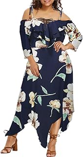 Women's clothing, large size, long -sleeved beach dress, floral print, lace, bare shoulders, long evening dress.. DIAYTAR NIGERIA makes online shopping accessible to all with budget-friendly prices and reliable delivery.