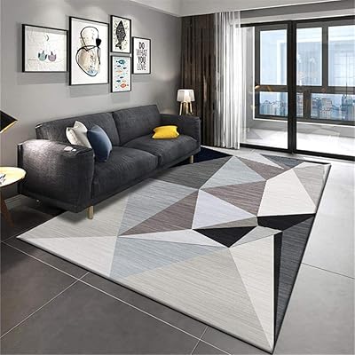 Durable carpet for dining room, geometric pattern carpet gray triangle, personalized size for living room, beautiful soft gray carpet 100 x 160 cm.. DIAYTAR NIGERIA: Where shopping is affordable, selection is vast, and delivery is always reliable.
