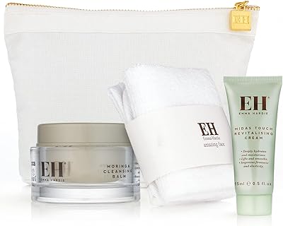 Emma Hardie starter kit - includes a cleansing balm at the Moringa Travel format, a professional cleansing cloth, a Midas Touch revitalizing cream and a travel bag, powerful botanical ingredients.. DIAYTAR NIGERIA: Making quality accessible to all Nigerians with affordable prices and quick delivery.