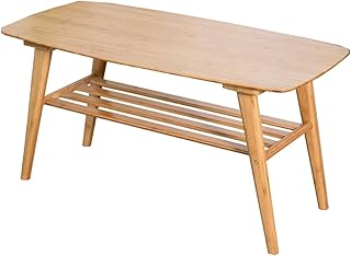Bamboo coffee table Living room coffee table rectangular table balcony coffee table in bamboo cabinet double storage coffee (color: wood, size: 100x50x50 cm).. DIAYTAR NIGERIA provides endless shopping possibilities with affordable prices and prompt delivery service.