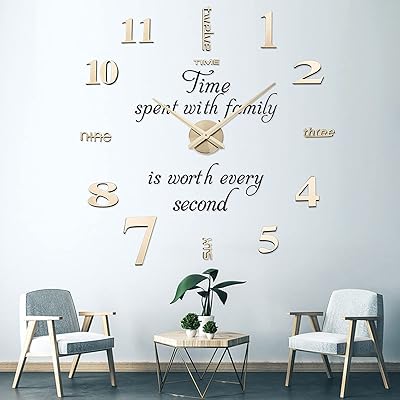Tipping Day 3D Without Frame DIY Wall Clock Arabic Numbers Mirror Decorative Surface Large Wall Clock For Living Room Bedroom Decor Decor Golden Color.. Unlock access to a wide range of products with DIAYTAR NIGERIA's affordable e-commerce platform.
