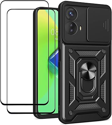 Protective shell with support for Motorola Moto G73 5G + Screen protection film for Motorola Moto G73 5G (2 pieces), black.. DIAYTAR NIGERIA: Where shopping dreams become reality with affordable prices and prompt shipping.