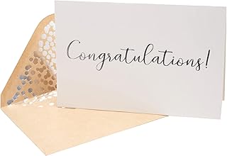 Set of 50 congratulations cards - Elegant greeting cards with registration "Congratulations" in relief in silver leaf - for engagement, graduation, wedding - includes 52 kraft envelopes - 4 "x 6" - white.. DIAYTAR NIGERIA: Your trusted marketplace that combines variety, affordability and reliable shipping.