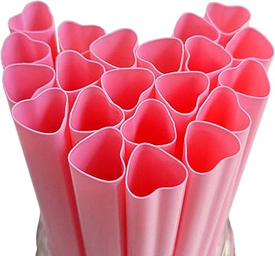 Best straws with giant hearts in the shape of a heart, pretty disposable straws, 50 pieces.. DIAYTAR NIGERIA: Your partner in affordable online retail with reliable delivery across the nation.
