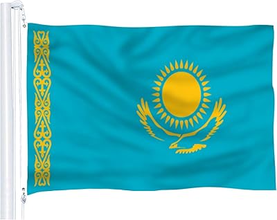 Kazakhstan flag 3 x 5 feet by DF Life National Banner of Kazakhstan in thick polyester with brass carnations.. Embrace the convenience of DIAYTAR NIGERIA with thousands of products at your fingertips, delivered nationwide.