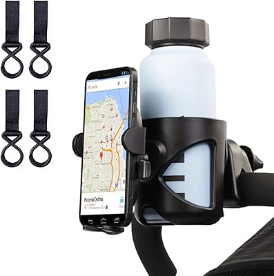 Giver for stroller, universal 2-in-one cup holder with phone support, universal cup holder for bicycle, stroller or walker with hooks (4pcs).. DIAYTAR NIGERIA delivers affordability and convenience with every purchase, shipped within the week.
