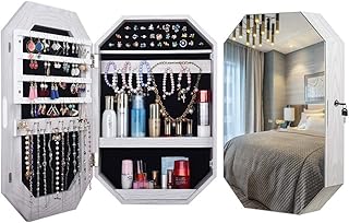 Wall's jewelry cabinet with mirror, eight -edge jewelry organizer with a frameless mirror, thick pace jewelry box, jewelry storage organizer (B).. DIAYTAR NIGERIA: Simplifying access to thousands of products with affordable nationwide shipping.