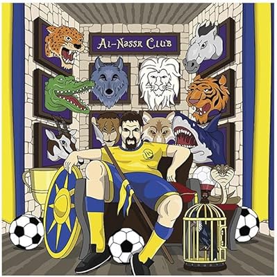 Decorative wall art in hem of the Ryn al-Nasr yellow/blue/beige 30x30cm football club.. DIAYTAR NIGERIA connects desires with reality through affordable prices and reliable delivery service.
