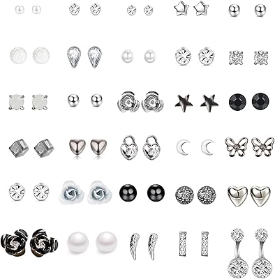 30 pairs matching several small rod earrings for women in stainless steel flower moon heart geometric heart cz faux fake pearls large earrings cartilage roof piercing silver piercing.. Your one-click solution to affordable shopping, DIAYTAR NIGERIA delivers quality products nationwide.