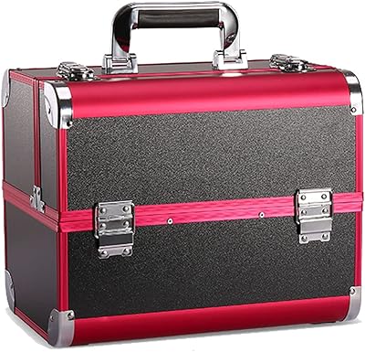 Dalmaon makeup bag, Large professional aluminum portable storage organizer for cosmetics, lockable portable make -up storage box, professional makeup storage organizer with transport handle, black + red.. DIAYTAR NIGERIA: Where quality meets affordability, with thousands of products delivered in less than 8 days.