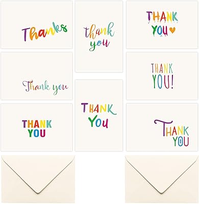 Greeting and thank you cards including 8 colorful cards and 8 envelopes for friends, family, university, baby showers, weddings, diplomas, birthdays and work.. DIAYTAR NIGERIA connects you with what you need at prices you'll love, delivered within 8 days.