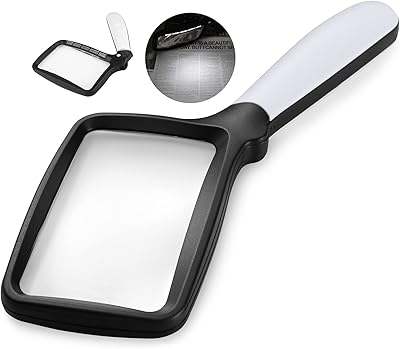 Magnifying glass with light, Large rectangular foldable magnifying glass 2x with variable LED light for the elderly reading newspapers and books, light gift for low vision.. DIAYTAR NIGERIA connects you with what you need at prices you'll love, delivered within 8 days.
