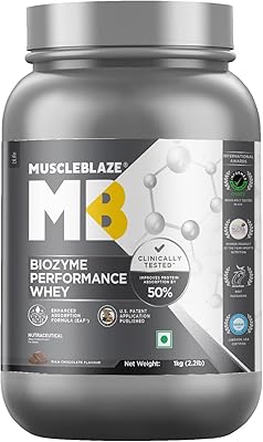 Muscleblaze Biozyme Performance Whey Protein (rich chocolate, 1 kg / 2.2 lb) | Clinically tested, protein absorption 50 % higher | Informed Choice UK, Labdoor USA certified and US patent filed EAF®.. DIAYTAR NIGERIA brings the market to your fingertips with affordable prices and swift delivery services.