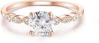 6.5 mm round Maledri engagement ring, 14 -carat pink gold wedding ring for women 8.. DIAYTAR NIGERIA: Where affordability and variety meet with convenient delivery within 8 days.
