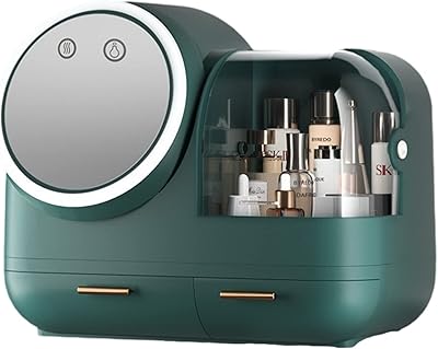 Beautiful large cosmetics storage box, make -up organizer with LED light fan and mirror, organizer of portable and waterproof skin, adapted to the bedroom vanity dresser (green).. DIAYTAR NIGERIA brings the nation's largest product catalog to your doorstep at prices you'll appreciate.