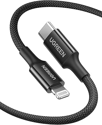 Ugreen 1 meter iPhone charger cable [MFI certified] iPhone cable covered with nylon cable USB C to lightning 20 W fast charge for iPhone 14/14 pro/14 Plus/14 pro Max, iPad Pro, iPhone 8- 13 All series - Black.. Shop smart and save with DIAYTAR NIGERIA's extensive product range and 5-8 day delivery guarantee.
