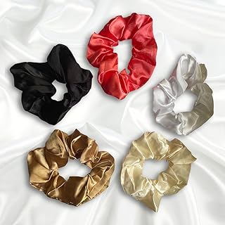 Silk hair elastic, set of 5 pieces (black, white, champagne, cream, light pink), prevent the fall and hair damage.. DIAYTAR NIGERIA: Your one-stop e-commerce destination with affordable prices and nationwide delivery in 5-8 days.