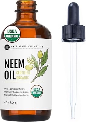 Organic neem oil (118 ml) by Kate Blanc. Biological certified by USDA, virgin, cold pressed, 100 % pure. Ideal for hair, skin, nails, acne and plants. natural anti-aging moisturizer.. Embrace a new era of online shopping with DIAYTAR NIGERIA's extensive range and budget-friendly prices.
