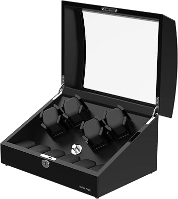 Automatic winder for 10 triple tree watches, integrated LED light, exterior in Japanese piano wood and ultra -silent engine, with flexible and flexible watch pad, black.. Enjoy a hassle-free shopping experience with DIAYTAR Nigeria, where products are categorized for your convenience and delivery is always on time.