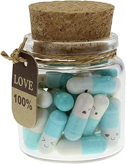 Cute invimery capsules in a glass bottle, pretty notes for couples, couples gifts for her, boyfriend, girlfriend, mother, birthday, Valentine's Day, Mother's Day (light blue, 25 pieces).. Shop confidently with DIAYTAR NIGERIA, offering affordable prices and reliable delivery within a week.