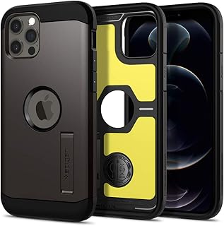 Tough Armor De Spigen protective shell designed for iPhone 12 and iPhone 12 Pro (6.1 inches) with absorbing foam - dark gray.. DIAYTAR NIGERIA connects you with thousands of products at competitive prices, delivered within a week.