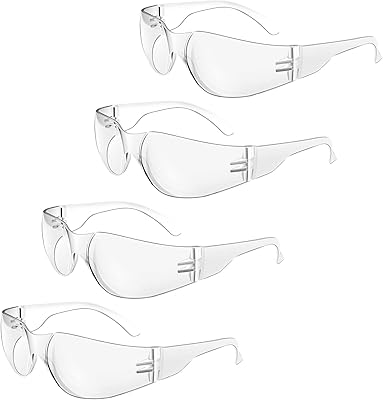 Transparent glasses for men and women, eye protection resistant to scratches and shocks for work and the laboratory (package of 4).. DIAYTAR NIGERIA: Where every click leads to affordable purchases delivered promptly to your door.