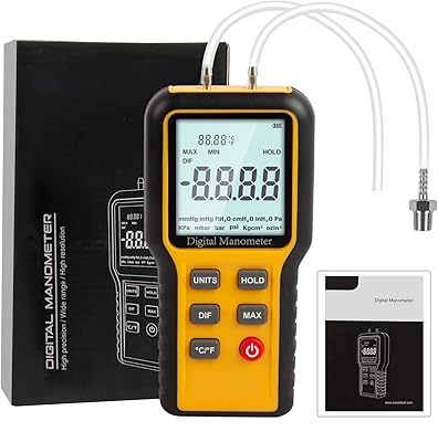 Digital pressure gauge, professional differential pressureometer with two ports, 12 selectable units, gas pressure tester pressureometer, CVC pressure gauge.. DIAYTAR Nigeria offers great deals, a huge product variety, and delivery in under a week.