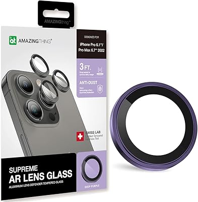 Amazing Thing Protector of camera for iPhone 14 Pro and iPhone 14 PRO Max, tempered glass and high quality aluminum - Dark purple.. Join thousands of satisfied shoppers on DIAYTAR Nigeria.
