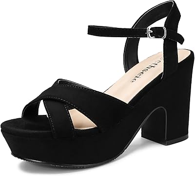 CTH SIA Comfortable Wedding Sandals with wide suede heels for women, open end, ankle bridle.. Your home for smart shopping — DIAYTAR Nigeria delivers fast and cheap.