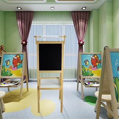 BLANC WOOD TABLE YATAII Double FACE to draw and write for children - 3 -in -1 adjustable black board for children with paper roll, children's gift toy for children.. DIAYTAR NIGERIA: Where value shopping meets reliable 5-8 day delivery across the nation.