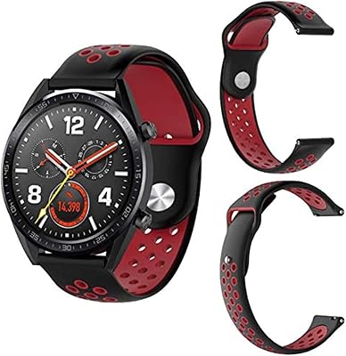 Red and black silicone spare bracelet for Huawei Watch Magic/Watch GT/TICWATCH PRO.. DIAYTAR NIGERIA: Making online shopping accessible to all Nigerians with our affordable platform.