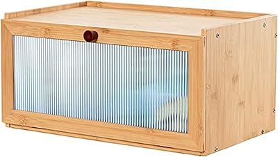 Bamboo bread box for kitchen counter, Large bread storage capacity, farm bread box with Short carrier window.. DIAYTAR NIGERIA: The marketplace that brings affordable products to every Nigerian home in under 8 days.