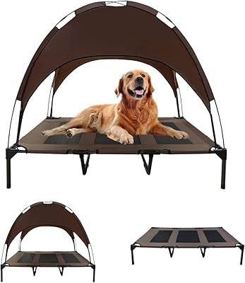 Bed for raised dog with awning, large raised bed for dogs, refreshing niche for pets, sofa, lounge chair, foldable and washable bed in Oxford teslin fabric, dog tent, interior and outdoor shadow for adult cats and large dogs (90 x 120 x 23 cm).. DIAYTAR NIGERIA makes quality accessible with low prices and reliable 5-8 day nationwide delivery.