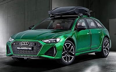 Audi RS toy car molded under pressure at scale 1:24 in zinc alloy with sound and light, gift for children boys and girls (dark green color).. Shop confidently on DIAYTAR Nigeria — everything you need, delivered quickly.