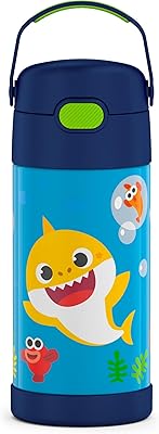Thermos Funtainer bottle in stainless steel isolated under vacuum, 12 oz, baby shark.. Your go-to destination for affordable online shopping, DIAYTAR NIGERIA delivers in under 8 days.