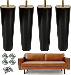 Wooden furniture feet, 4-piece replacement sofa feet for craft projects, middle of the middle of the century with pre-drilled screw holes, perfect for sofas, buffets and low tables (8 inch, black).. DIAYTAR NIGERIA brings the market to your fingertips with affordable prices and swift delivery services.