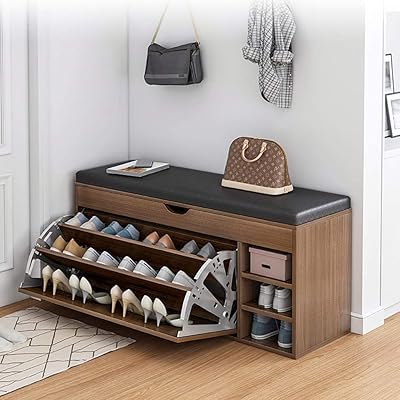 Entrance shoe cabinet, on foot shoe shelf, wooden shoe organizer for the house, entrance, bedroom, living room, shoe bench, n78c (brown).. Your everyday shopping destination, DIAYTAR NIGERIA offers unbeatable value with quick delivery times.