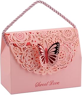 Decorative dragee boxes in the shape of a butterfly with handle, 10 pieces, Wedding sugared almond bags, birthday party, baby shower, prenuptial party.. DIAYTAR NIGERIA: Where every shopping need is met with affordable prices and timely delivery.
