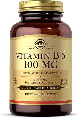 Solgar Vitamin B6 100 mg, 250 vegetarian capsules - supports energy metabolism, heart health and a healthy nervous system - GMO -free, vegan, gluten -free, dairy products, kosher, halal - 250 portions.. DIAYTAR NIGERIA brings retail convenience to your screen with affordable prices and dependable shipping.
