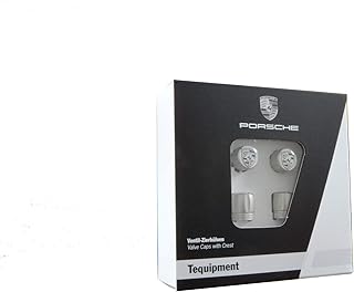 Valve cap set with black/white Porsche silver coat of arms for RDK sensors.. Experience the future of online shopping with DIAYTAR NIGERIA's extensive product range and competitive pricing.